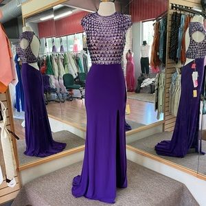 Purple Formal Gown by Mori Lee size 7/8 with slit